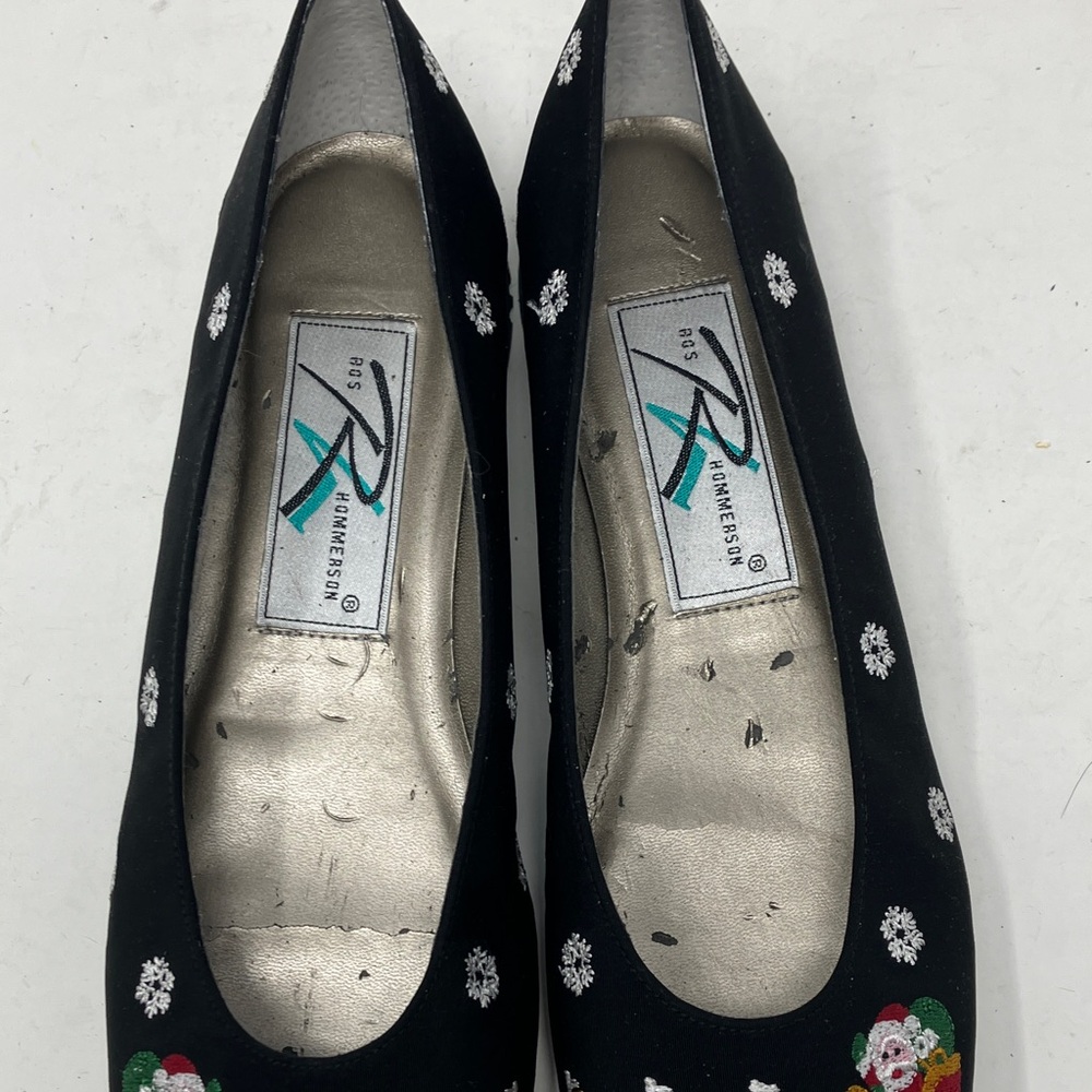 Ros Hommerson Christmas Flats 7.5N Sleigh & Reindeer Embroidery/Holiday Velvet - Picture 16 of 16